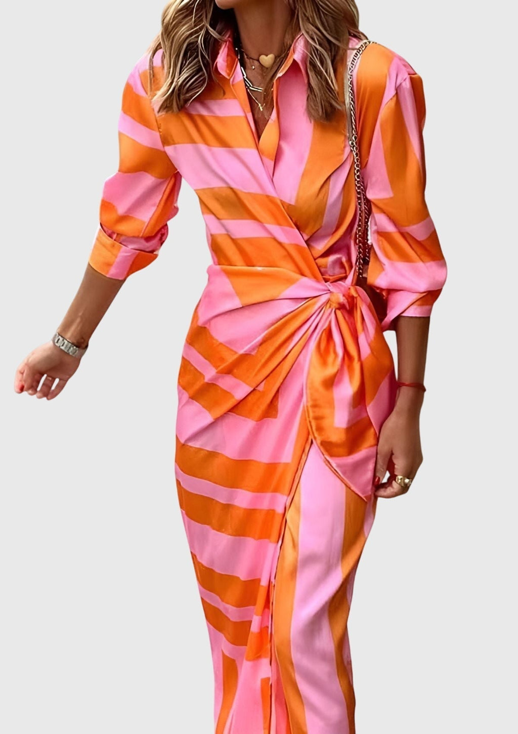 Mijntje | Elegante Wikkeljurk met Print