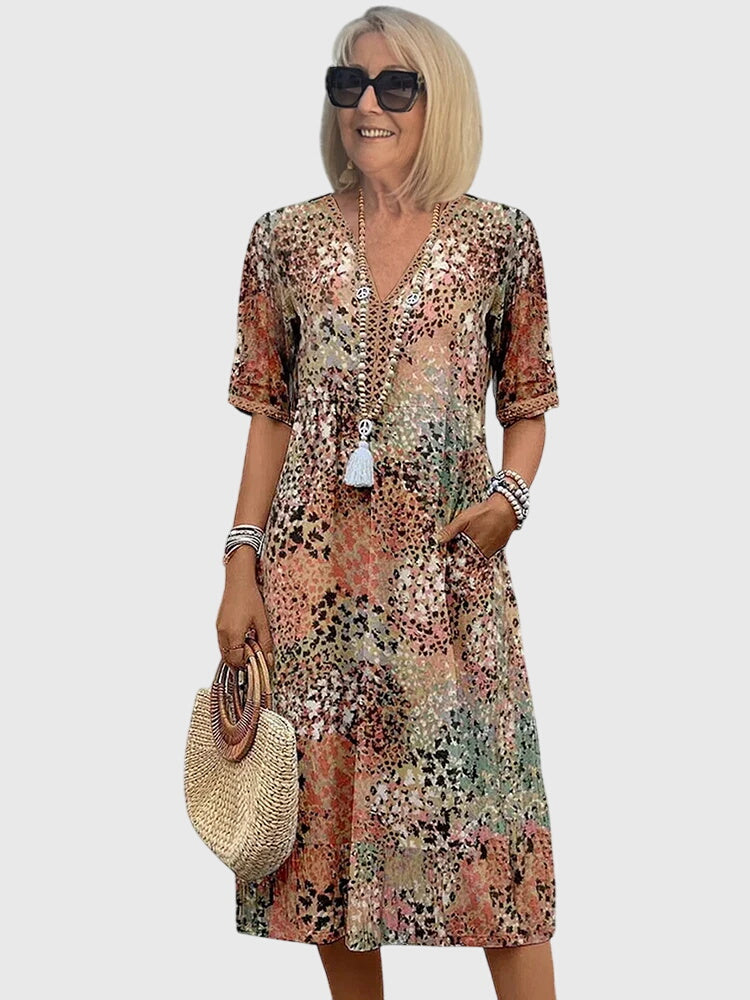 Anouk | Elegante Midi Bloemenjurk