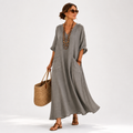 Caftan Valentina Grijs Effen
