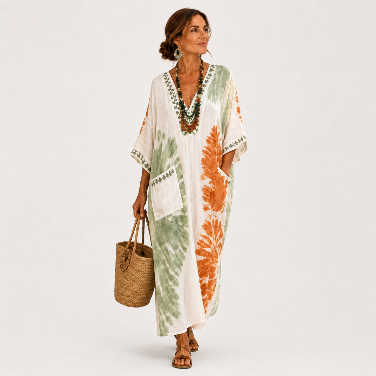 Caftán Mariam Tie-Dye Groen