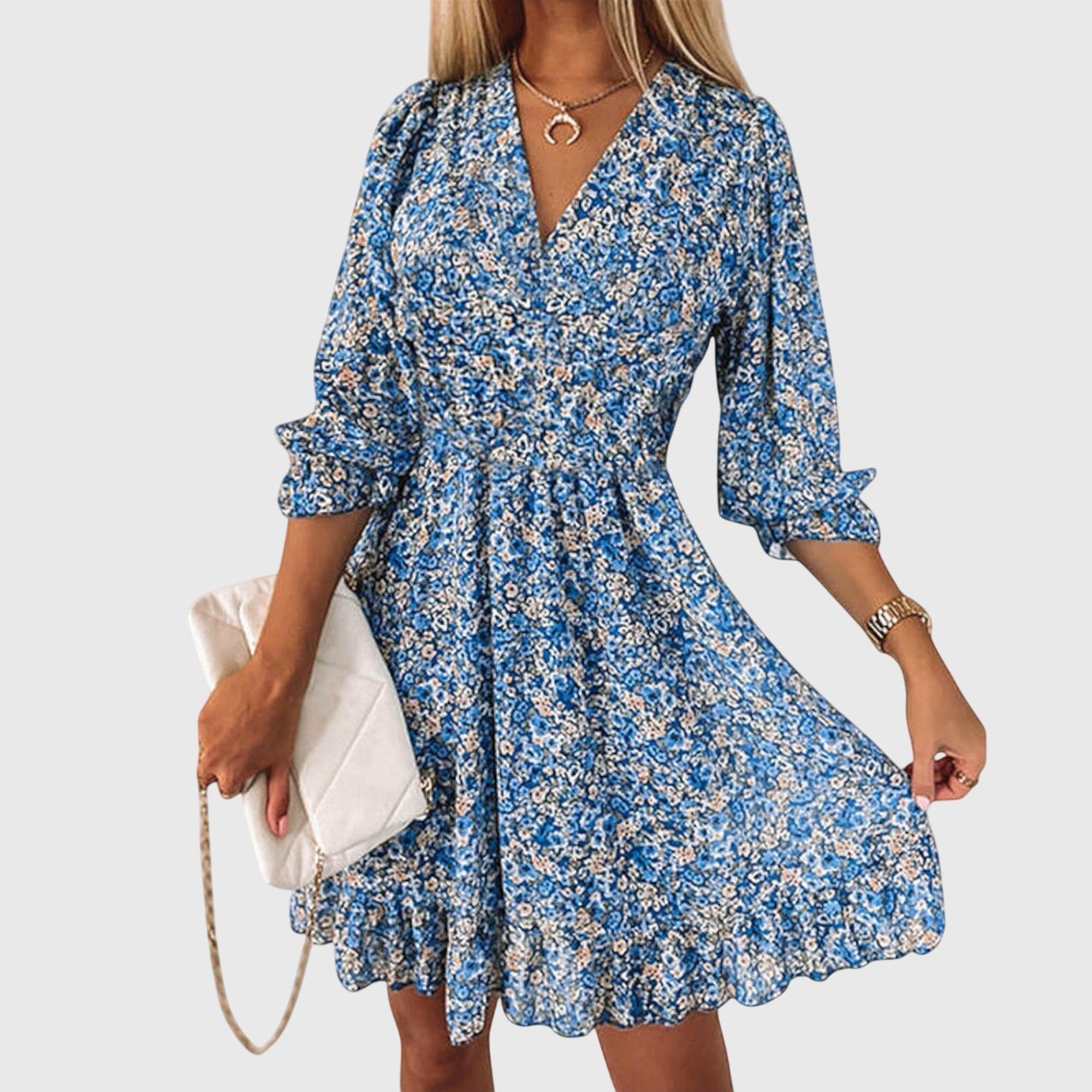 Nora | Bloemen Puff Mouw Jurk