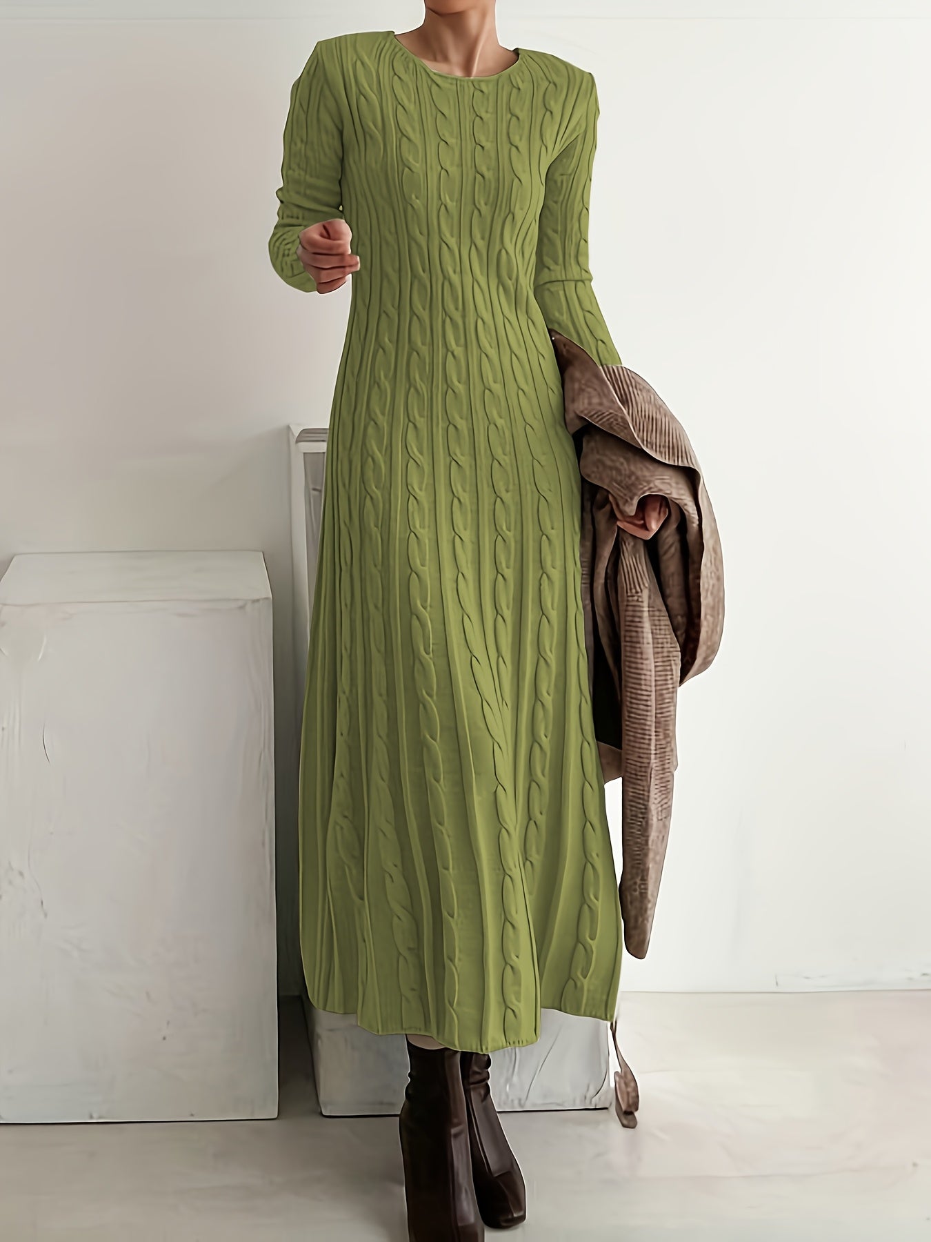 Sarah | Comfortabele Maxi Jurk in Kabeltricot