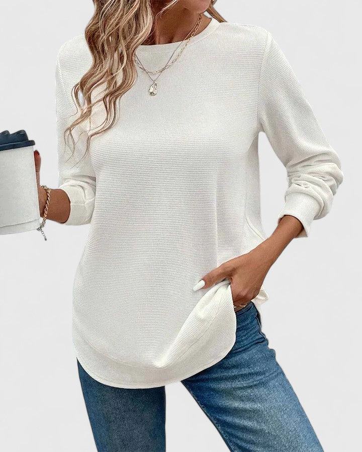 Valerie | Elegante Top met Ronde Hals en Lange Mouwen