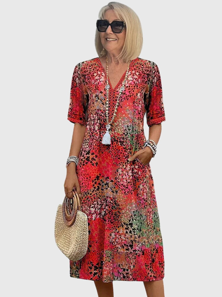 Sophie | Elegante Midi Bloemenjurk