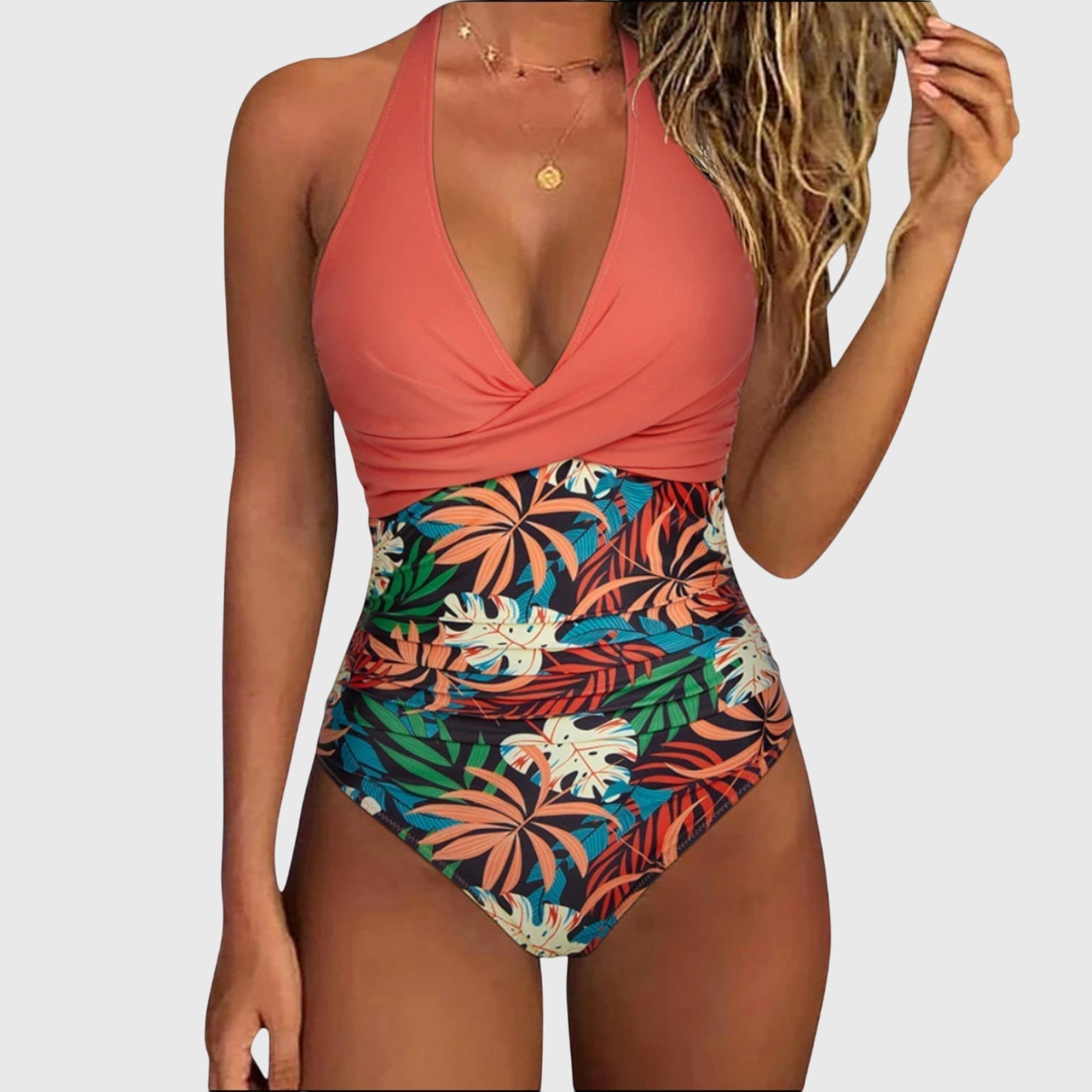 Silvia | Elegante ééndelige bikini met V-hals