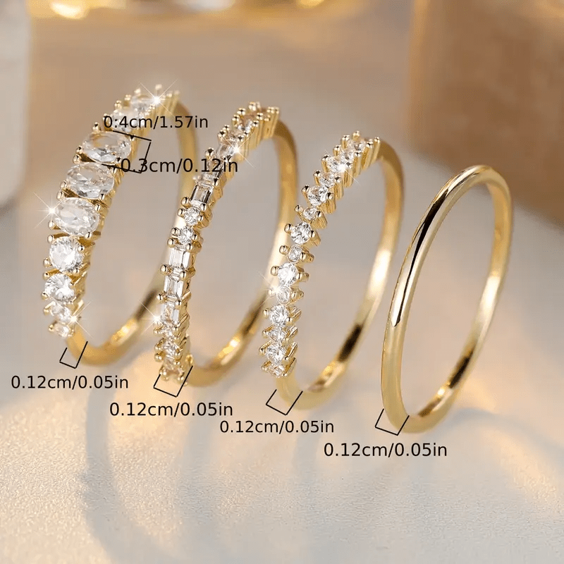 Stapelige Ringen van 14k Gouden Zirkonia
