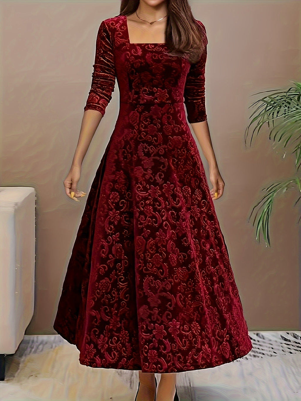 Isa | Maxidress Elegante met Patroon