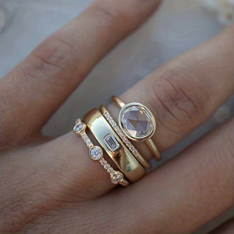 Lily - Vintage Ringenset in Goud en Zirkonia