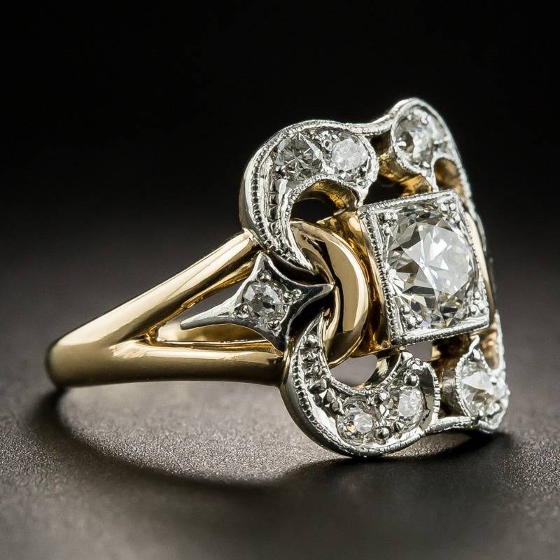 Vintage gouden ring Zirkonia