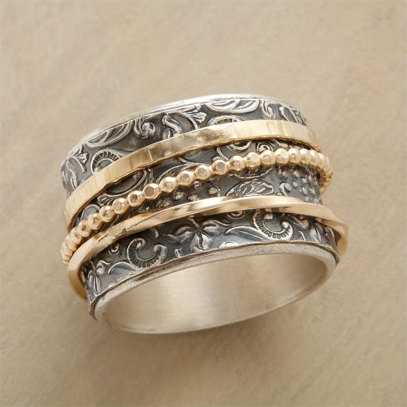 Vintage Ring in Goud en Antiek Zilver