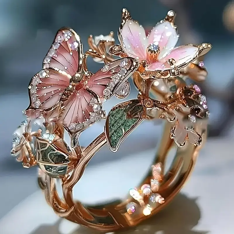 Zirkonia Ring Vlinder Natuur Licht