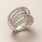 Vintage Superposée Zilveren Ring met Zirkonia