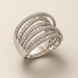 Vintage Superposée Zilveren Ring met Zirkonia
