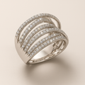 Vintage Superposée Zilveren Ring met Zirkonia