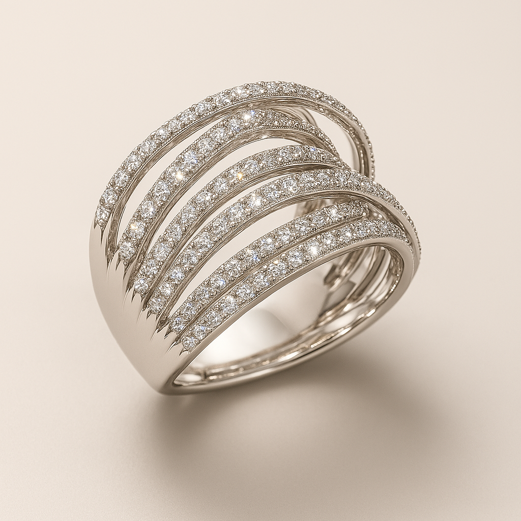 Vintage Superposée Zilveren Ring met Zirkonia