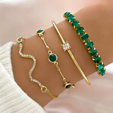 Elegante Vintage Groene Armbanden met Kristallen
