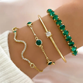 Elegante Vintage Groene Armbanden met Kristallen