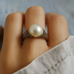 Vintage gouden ring met parel