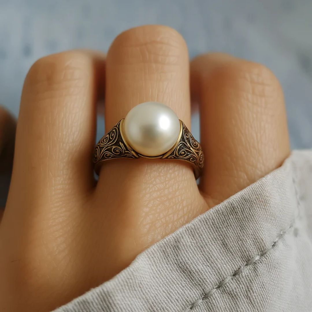 Vintage gouden ring met parel