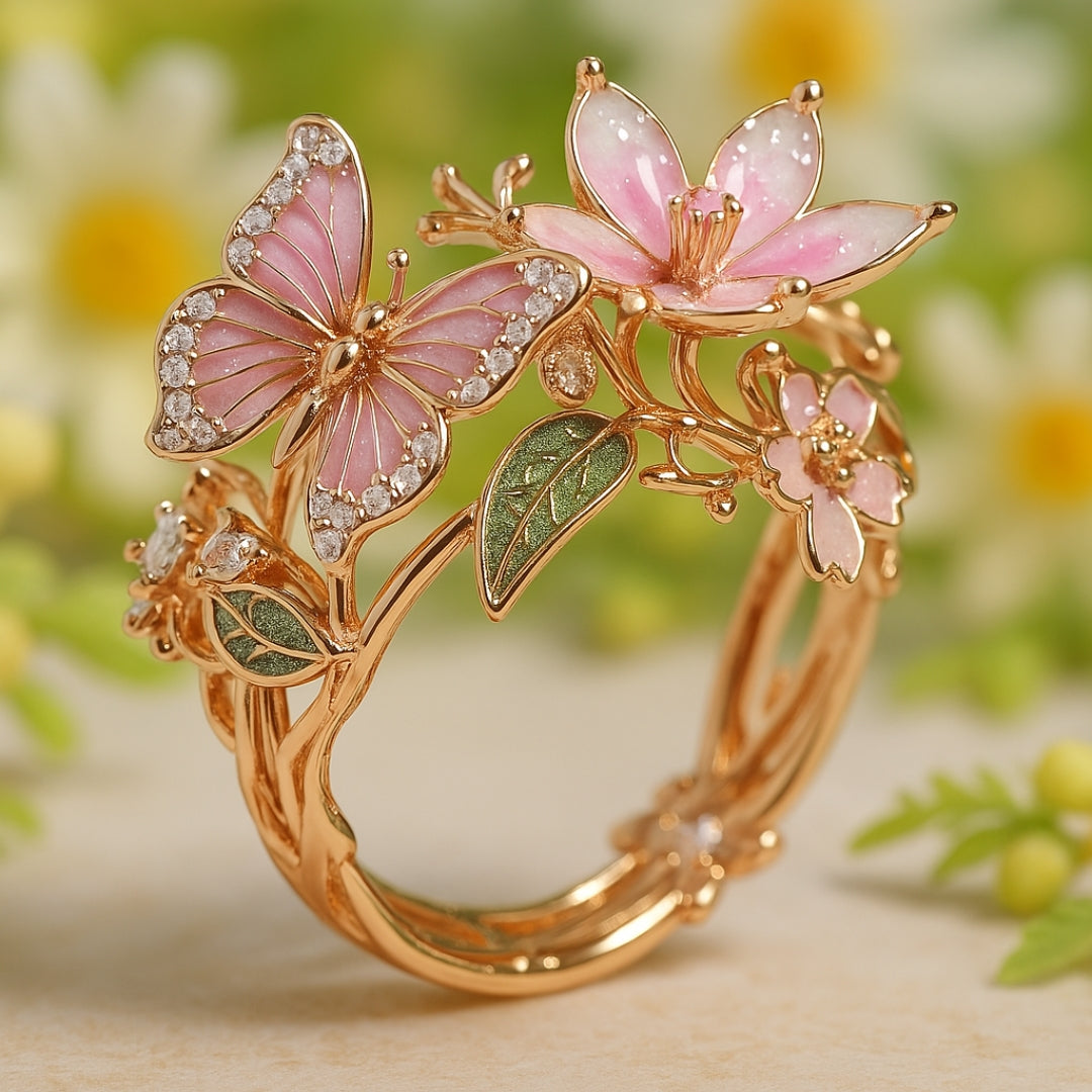 Zirkonia Ring Vlinder Natuur Licht