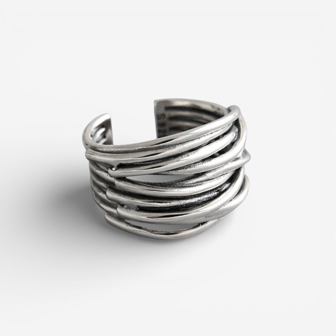 Verstelbare ring van 925 sterling zilver in lagen