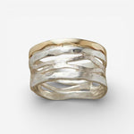 Vintage holle ring van goud en zilver