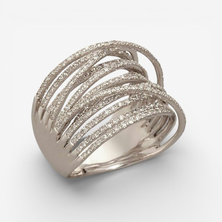 Vintage Superposée Zilveren Ring met Zirkonia