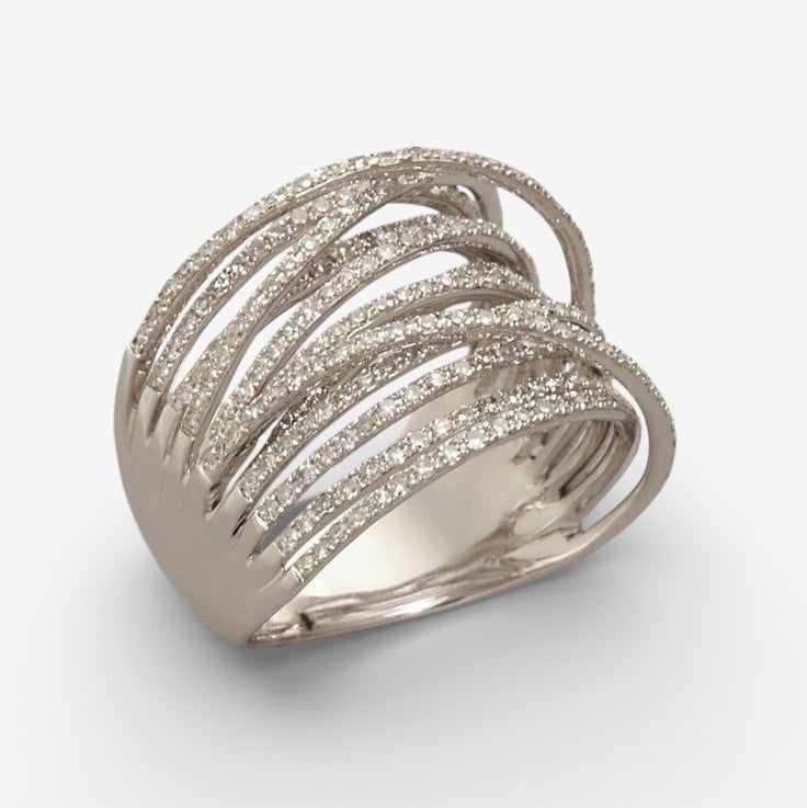 Vintage Superposée Zilveren Ring met Zirkonia