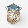 Rozen Gouden Ring met Vintage Blauwe Zirconium