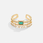Sabine – Vergulde ring met smaragdgroene accenten