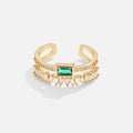Sabine – Vergulde ring met smaragdgroene accenten