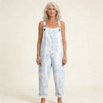 Naomi | azuurblauw bladmotief met een lichte uitstraling