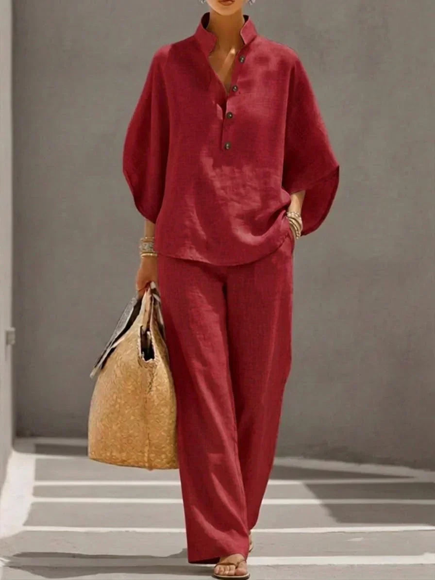 Immaculata | Linnen Set met Batwing Mouwen