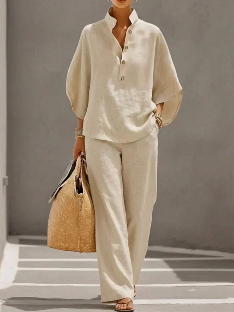 Immaculata | Linnen Set met Batwing Mouwen