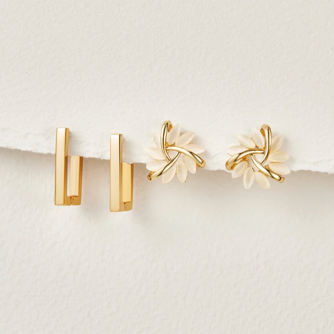 Céline – Gouden oorbellen met geometrische mix.